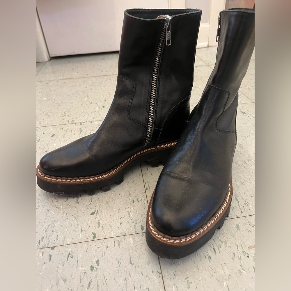 Black Suede studio Leather Boots with Zipper